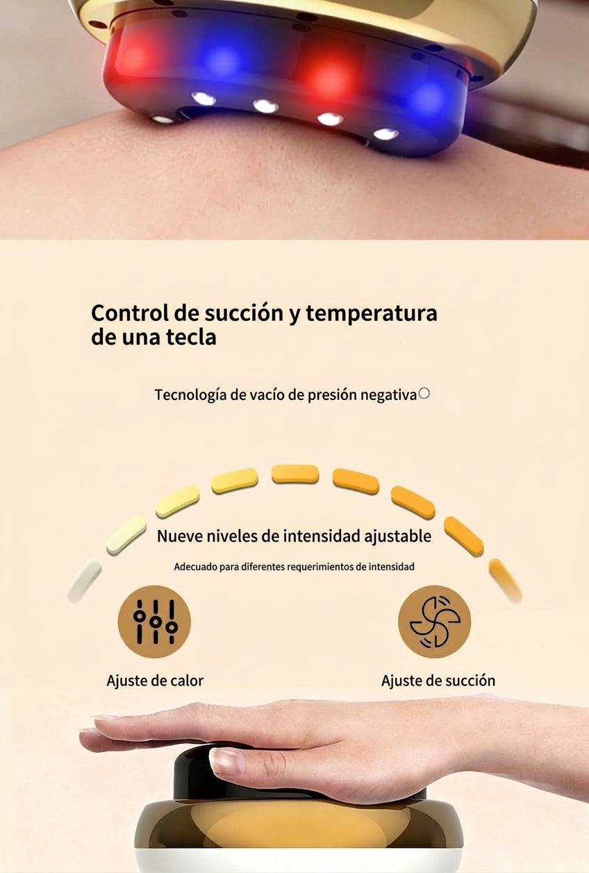 Tabla Gua Sha Eléctrica  - Cepillo Meridiano con Calor, Luz Roja/Azul y 9 Niveles de Succión