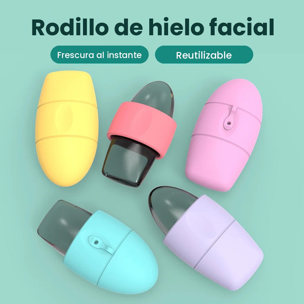 Rodillo de Hielo Facial de Silicón - Masajeador Frío Reutilizable