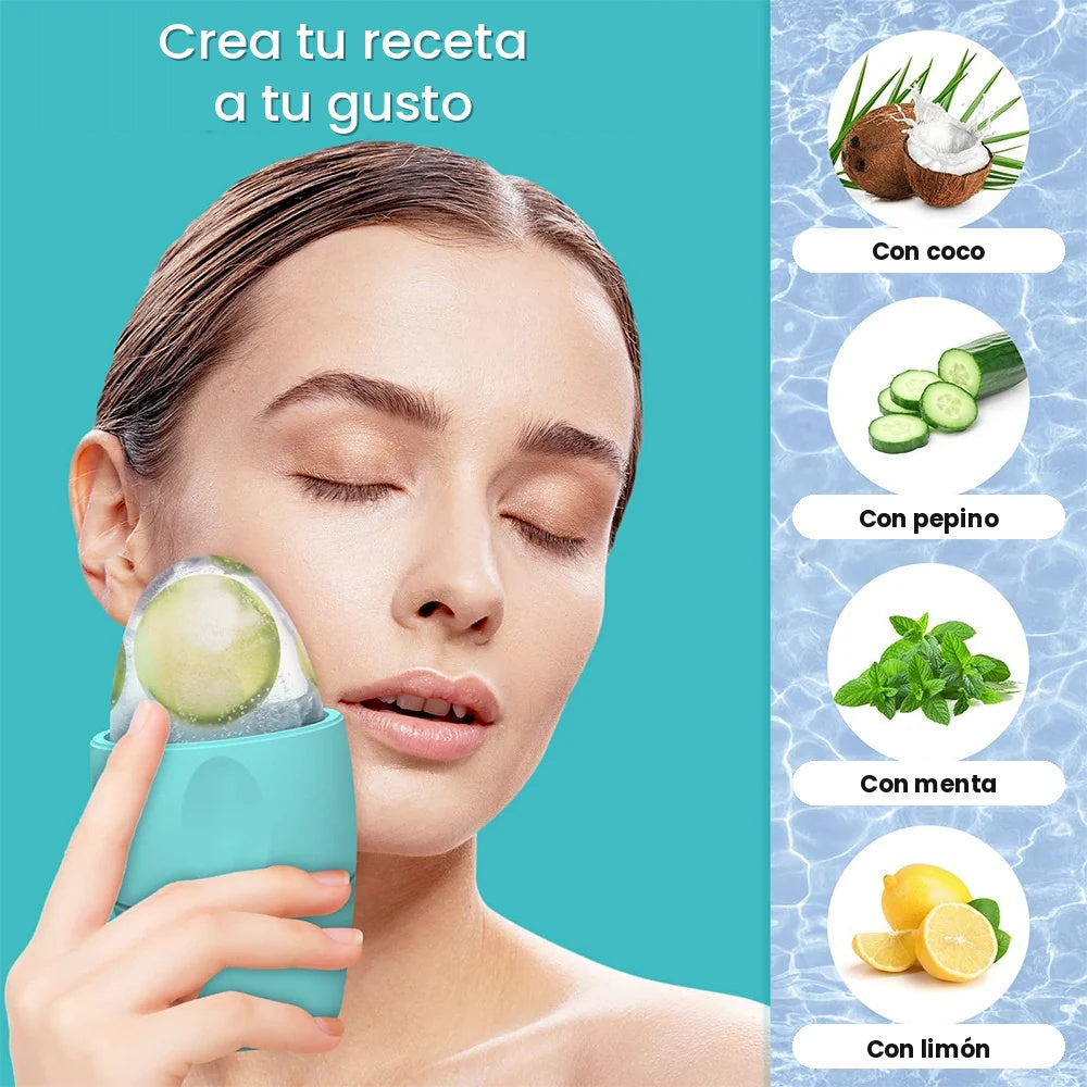 Rodillo de Hielo Facial de Silicón - Masajeador Frío Reutilizable