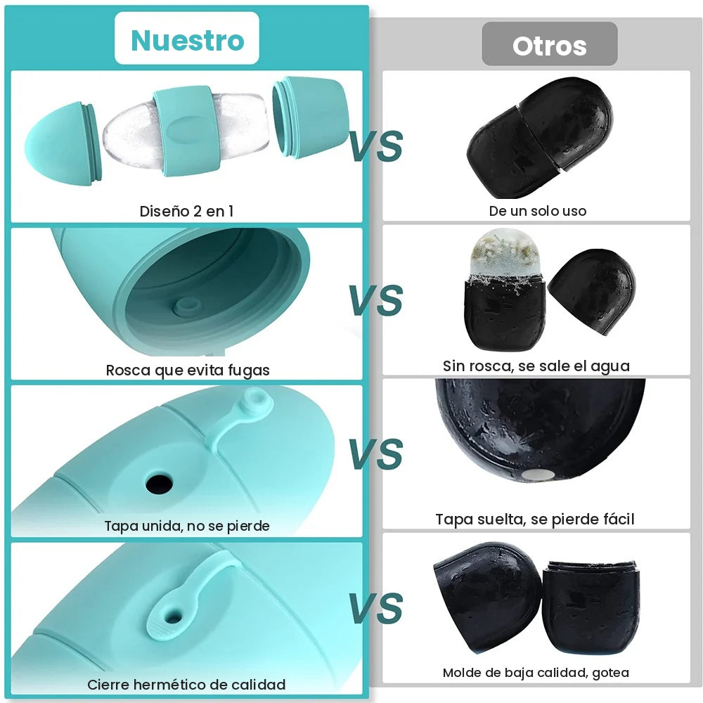 Rodillo de Hielo Facial de Silicón - Masajeador Frío Reutilizable