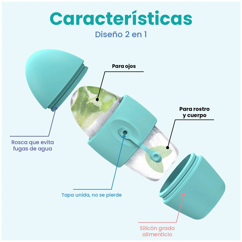 Rodillo de Hielo Facial de Silicón - Masajeador Frío Reutilizable