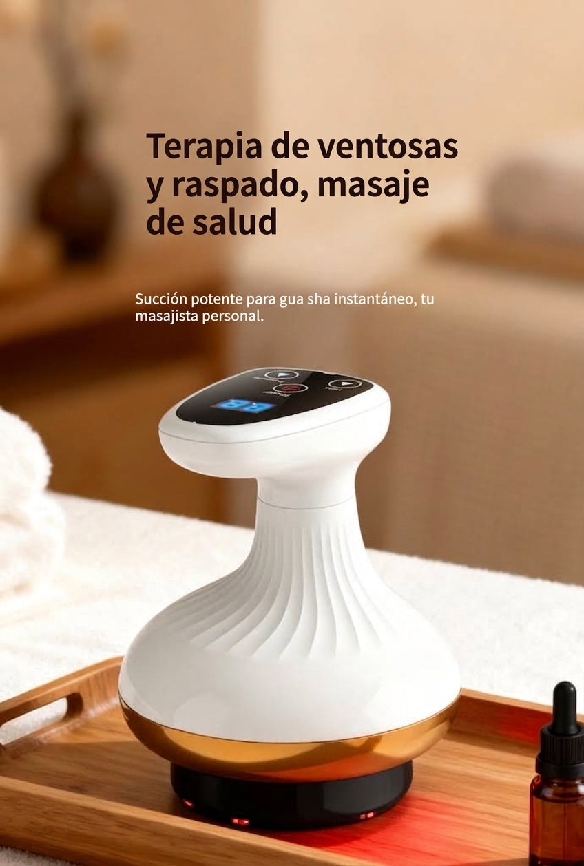 Tabla Gua Sha Eléctrica  - Cepillo Meridiano con Calor, Luz Roja/Azul y 9 Niveles de Succión