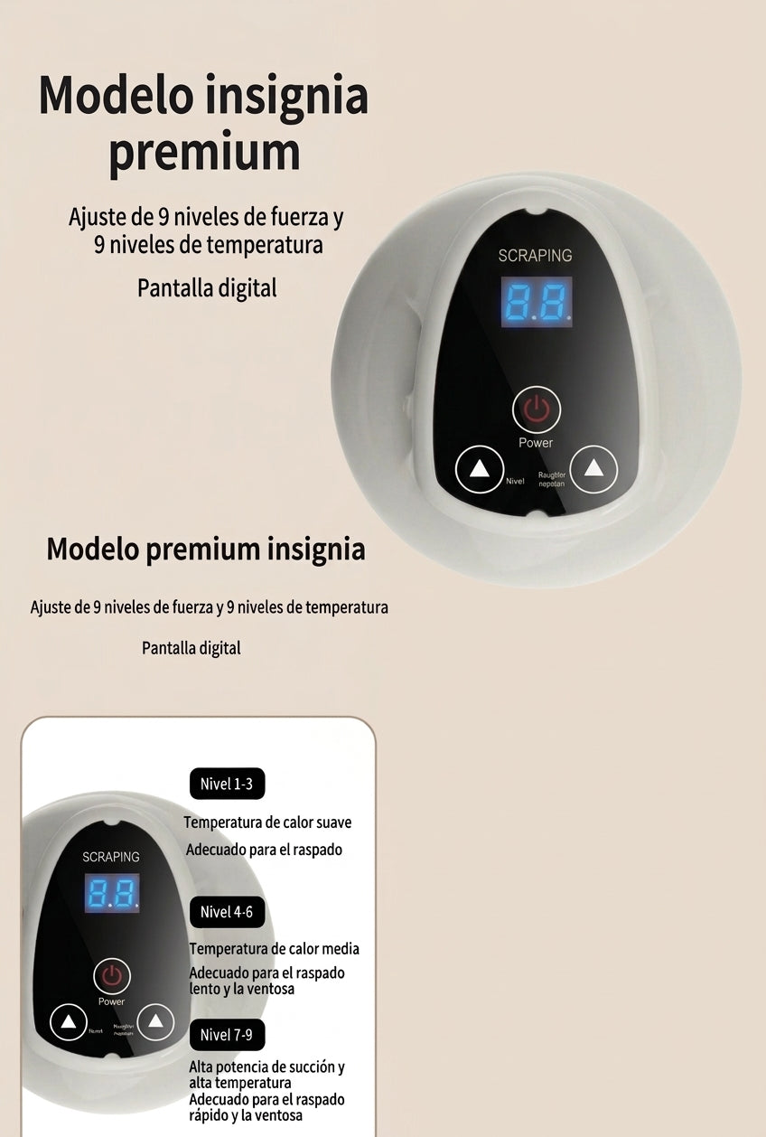 Tabla Gua Sha Eléctrica  - Cepillo Meridiano con Calor, Luz Roja/Azul y 9 Niveles de Succión