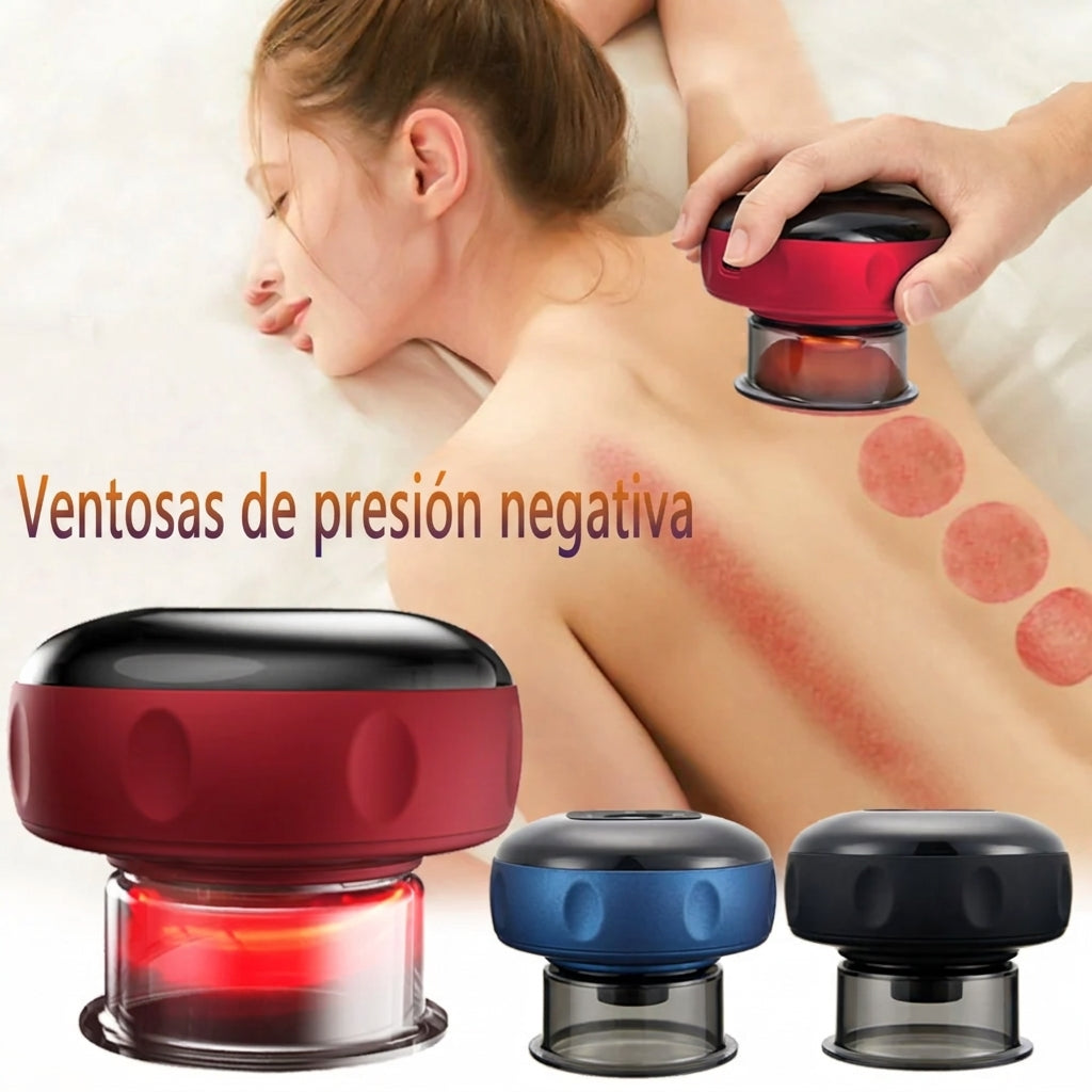 Masajeador de Ventosas Eléctrico con Calor y Luz Roja - Terapia de Cupping Inalámbrica